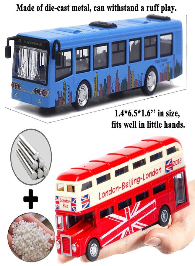 OTONOPI Bus Toys Pull Back School Bus Double Decker London Vehicles City Sightseeing Tour Bus Die Cast Metal Toy Cars Friction Powered Play Vehicle Toy Set for Kids 4 Pack - Image 4